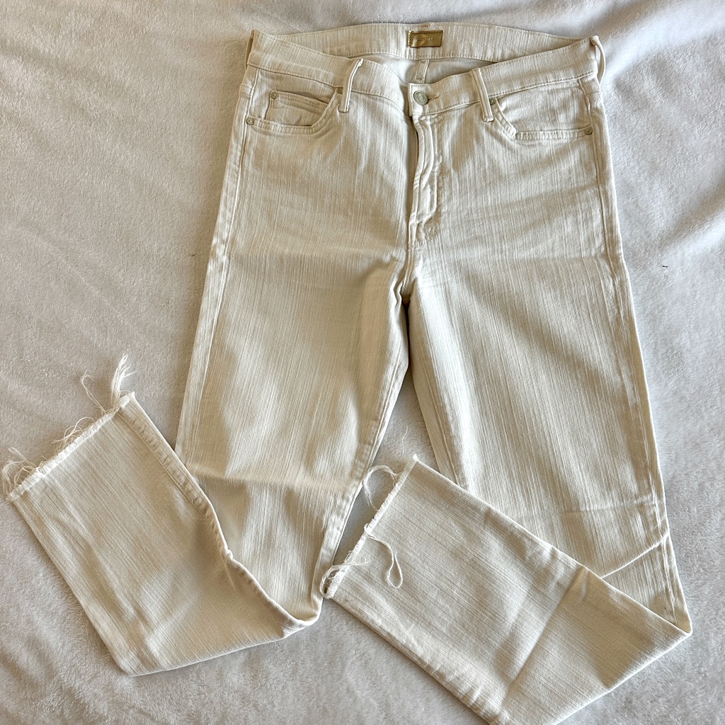 Women's Mother Rascal Ankle Snippet Off White Jeans